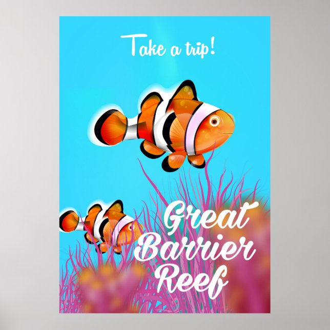 poster de cartoon de peixe-palhaço excelente (Frente)