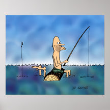 Poster de Cartoon de Pesca no Dia Estranho