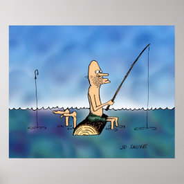 Poster de Cartoon de Pesca no Dia Estranho