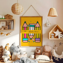 Poster de Cartoon de Professores Coloridos Amarelo