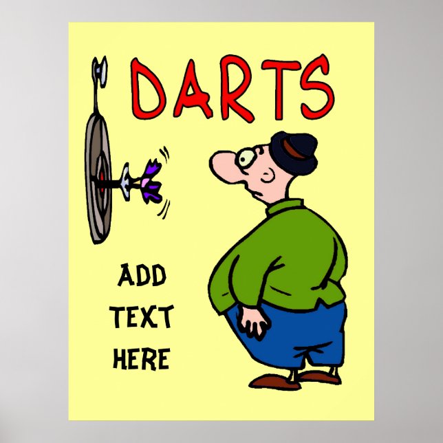 Poster de Cartoon do Darts Player (Frente)