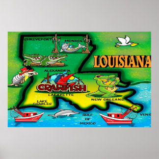 Poster de Cartoon do Estado da Louisiana