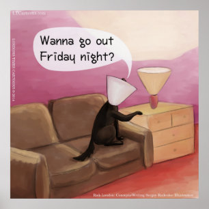 Poster de Cartoon Engraçado com Namorando de Cão