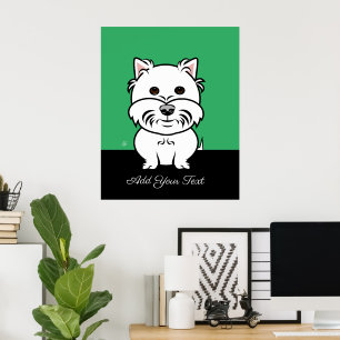 Poster de Cartoons de Cão de Terrier Branco da Hig