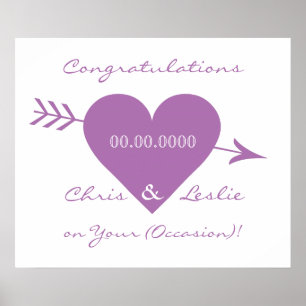 poster de casamento/aniversário personalizado do c