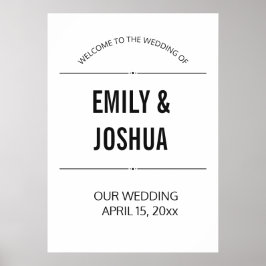 Poster de Casamento Branco Simples e Preto