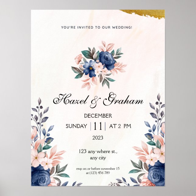 Poster de Casamento Clássico Elegante e Trendy (Frente)