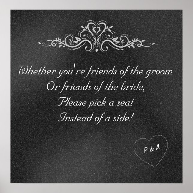 Poster de Casamento de Chalkboard Editável (Frente)