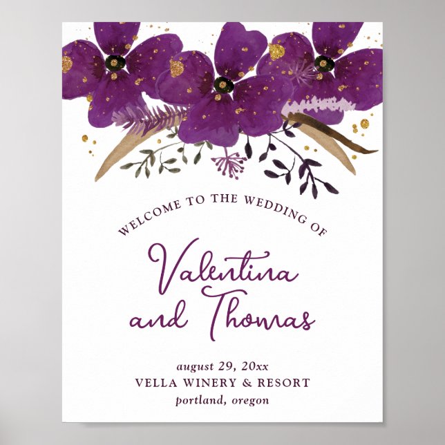 Poster de Casamento de Flores Violetas Violetas En (Frente)