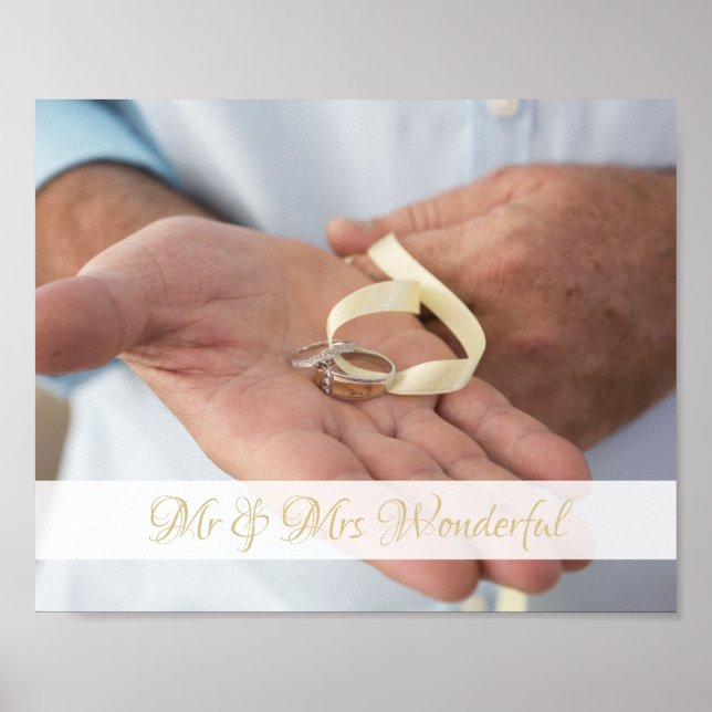 Poster de casamento de fotos e nome personalizado (Frente)