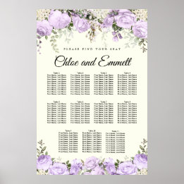 Poster de Casamento de Mesa 11 Roxo Grande