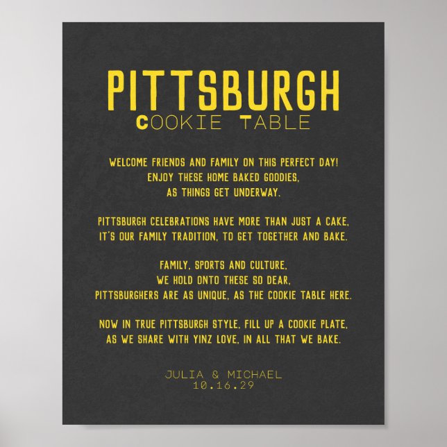 Poster de Casamento de Mesa de Cookie Pittsburgh (Frente)