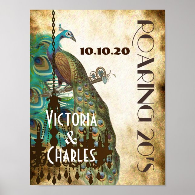 Poster de Casamento de Peacock Roaring 20 (Frente)
