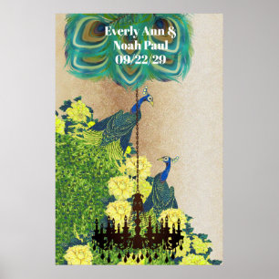 Poster de Casamento de Peacock Roaring 20