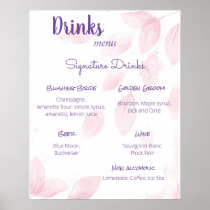 Poster de Casamento do Menu Bebidas