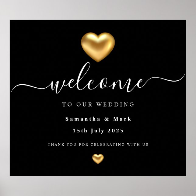 Poster de Casamento Dourado Moderno Simples (Frente)