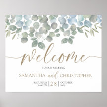 Poster de Casamento Dourado Russo Eucalyptus Sage