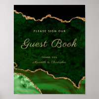 Poster de Casamento Dourado Verde