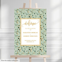 Poster de Casamento Eucalyptus Dourado Rustic Hunt
