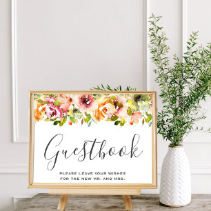 Poster de Casamento Floral de Aquarela do Jardim d