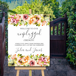 Poster de Casamento Floral de Aquarela do Jardim d