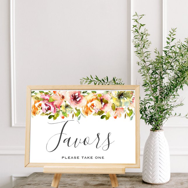 Poster de Casamento Floral de Aquarela do Jardim d (Summer Garden Watercolor Floral Wedding Poster)