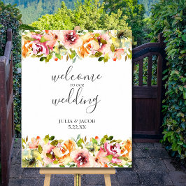 Poster de Casamento Floral de Aquarela do Jardim d