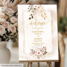 Poster De Casamento Floral De Boho Dourado Elegant