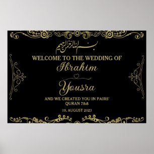 Poster de Casamento Islâmico Negro Clássico