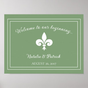 Poster de Casamento Moss Green Fleur de Lis