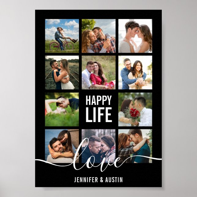 Poster de Casamento Negro Colagem de Foto (Frente)