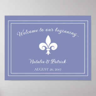 Poster de Casamento Periwinkle Fleur de Lis