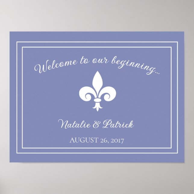 Poster de Casamento Periwinkle Fleur de Lis (Frente)