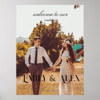 Poster de casamento personalizado simples e elegan