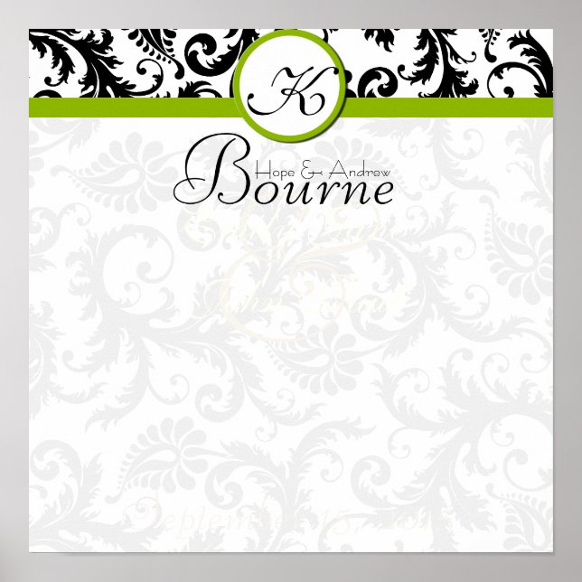 Poster de Casamento Verde de Cabelo e Matrícula Da (Frente)