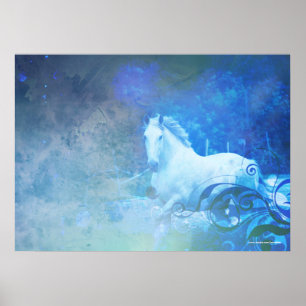 Poster de Cavalo Azul-Fantasia bonito