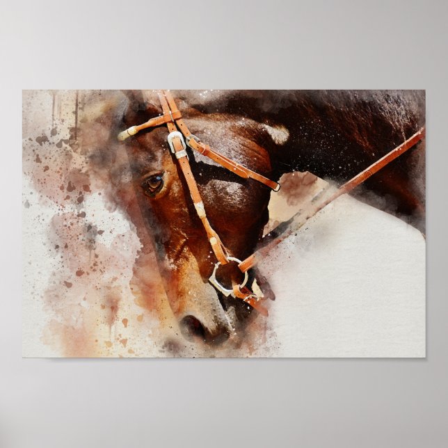 Poster de Cavalo de Aquarela (Frente)