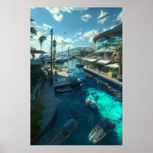 Poster de Cena de Cinema Moderno de Cidade Costeir