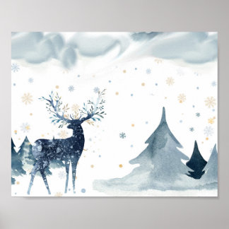 Poster de Cena de Inverno de Aquarela