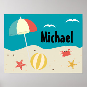 Poster de Cena de Praia Personalizada para Quarto 