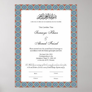 poster de certificado nikkah estilo islâmico