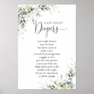 Poster de Chá de fraldas Dourado Eucalyptus