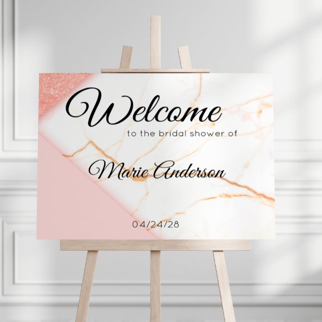 Poster de Chá de mármore rosa moderno e Dourado (Criador carregado)