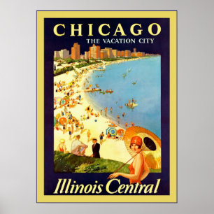 Poster ~ de Chicago as viagens vintage do ~ da cidade das