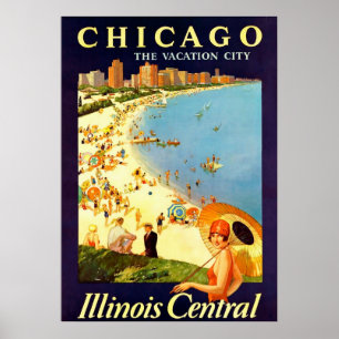 Pôster ~ de Chicago as viagens vintage do ~ da cidade das