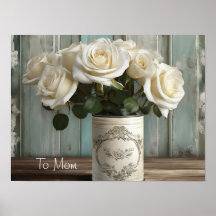 Poster de chique de rosas brancas