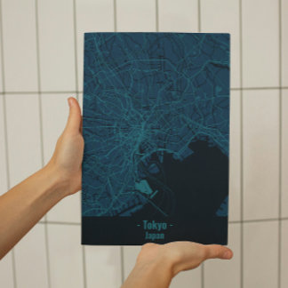 Poster de Cidade de Tóquio Mínima Negra e Azul