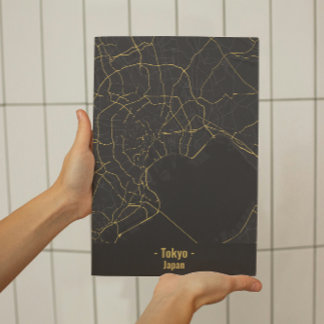 Poster de Cidade de Tóquio Mínima Preta e Dourada