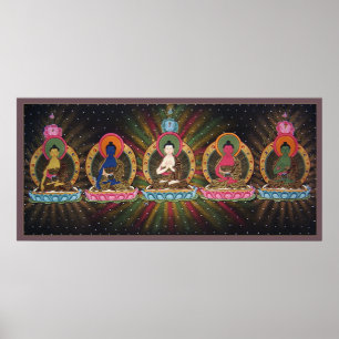 Poster de cinco Dhyani Buddhas