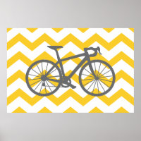 Poster de Cinza Chevron Amarelo